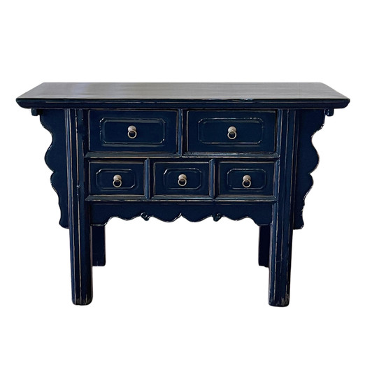 BF048 - 5 Drawer Console in High Gloss Dark Blue