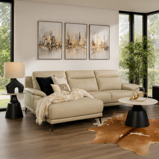 Tuscany LHF Chaise Lounge in Beige Leather