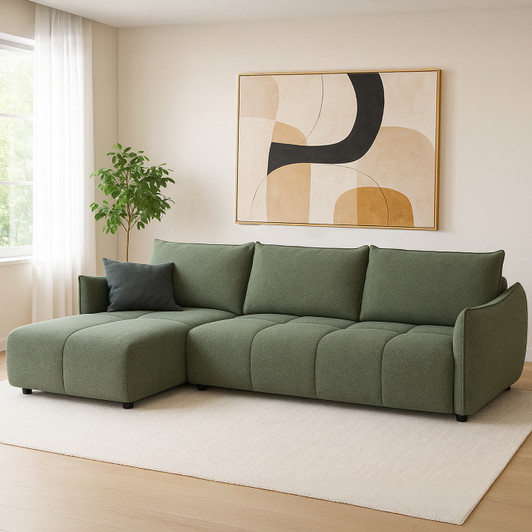 Madison Reversible Chaise Sofa Bed in Forest Green Fabric