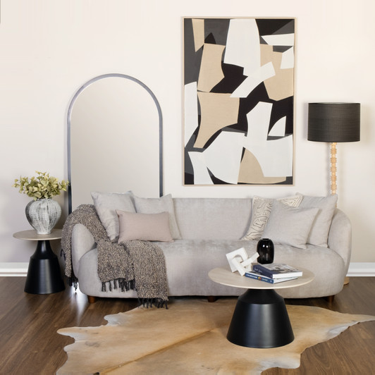 Barcelona 3 Seater Sofa with 4 Scatter Cushions in Soft Beige Fabric