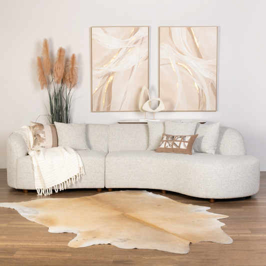 Lisbon 2 Piece Modular Sofa in Oatmeal Fabric Upholstery
