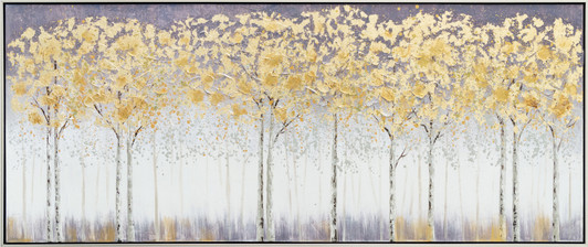 Golden Forest Hand Painted Canvas with Champagne Frame - 172.5 x 72.5 x 5.5cm