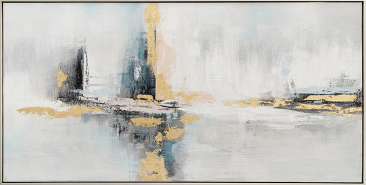 Lost in Thought Hand Painted Canvas with Champagne Frame - 162.5 x 82.5 x 5.5cm