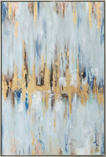 Fluctuation Hand Painted Canvas with Champagne Frame - 82.5 x 122.5 x 4.5cm