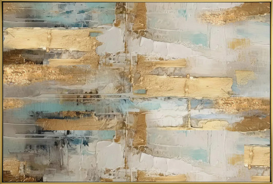 Motion Hand Painted Canvas with Champagne Frame - 102.5 x 152.5 x 4.5cm