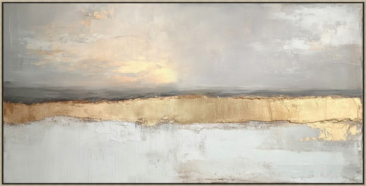 Faraway Print on Canvas with Champagne Frame - 142.5 x 72.5 x 4.5cm