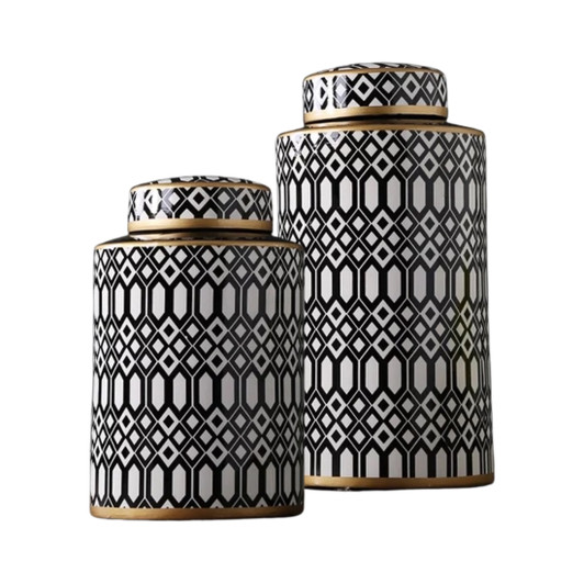 Intricate Ceramic Canisters (Tall & Short)