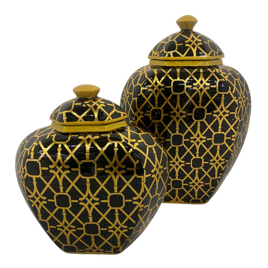Sandhir Ceramic Canisters in Black & Gold