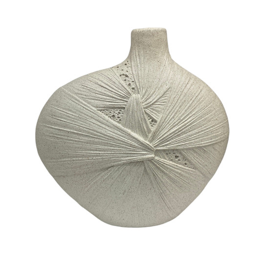 Couture Wide Vase in Ivory Resin