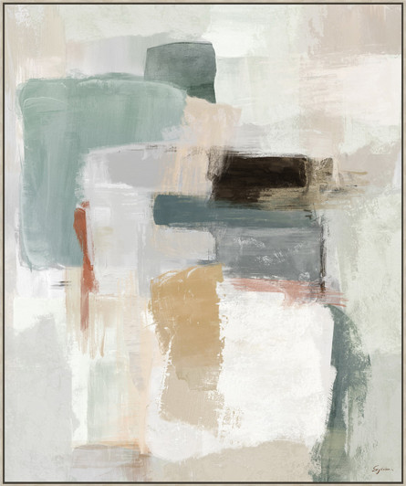 A Touch of Sage I Print on Canvas with Washed Natural Frame - 92.5 x 122.5 x 4.5cm