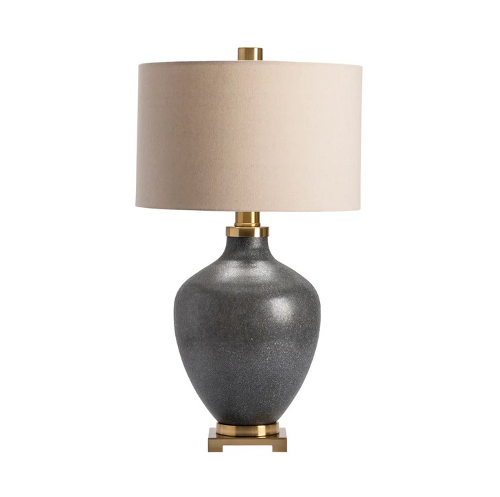 Noah Glass & Metal Table Lamp with Oatmeal Linen Shade