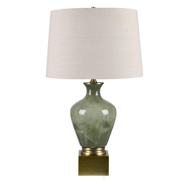 Judy Glass & Metal Table Lamp with Oatmeal Linen Shade