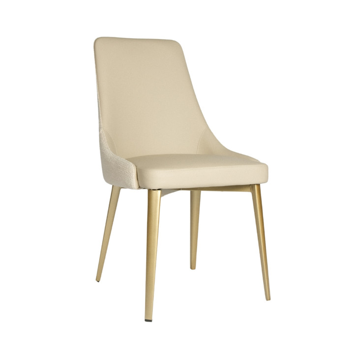 Alora Dining Chair in Cream PU & Cream Woven Fabric