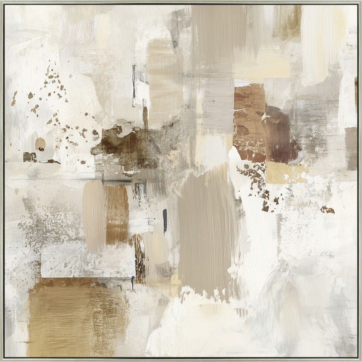 Serenity II Hand Painted Canvas with Champagne Frame - 102.5 x 102.5 x 4.5cm