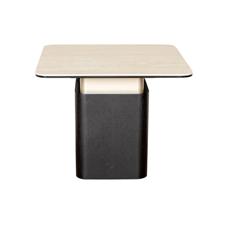 Exception Lamp Table with Sintered Stone Top & Black Oak Veneer Base