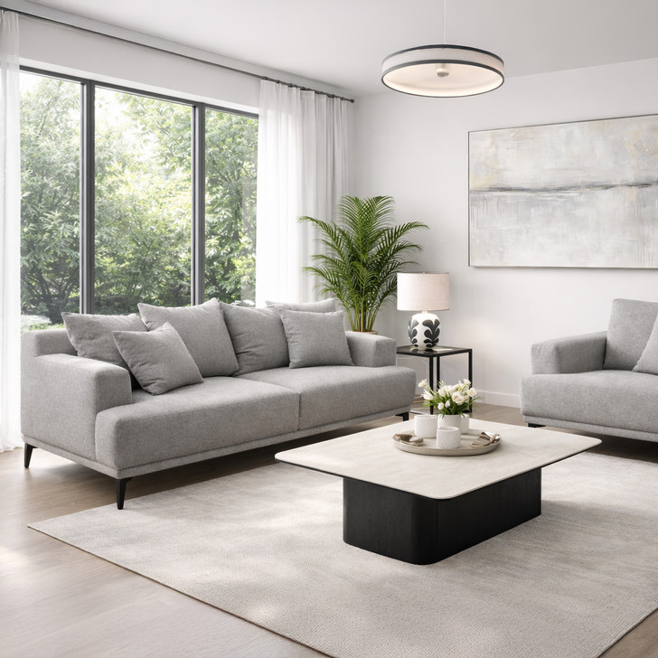 Coco 3 Seater & Armchair in Grey Fabric Upholstery