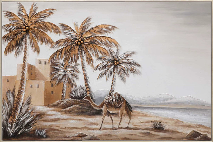 Desert Muse Hand Painted Canvas with Champagne Frame - 122 x 82 x 4cm