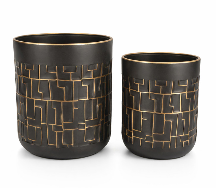 Claude Iron Planters in Matte Black & Gold