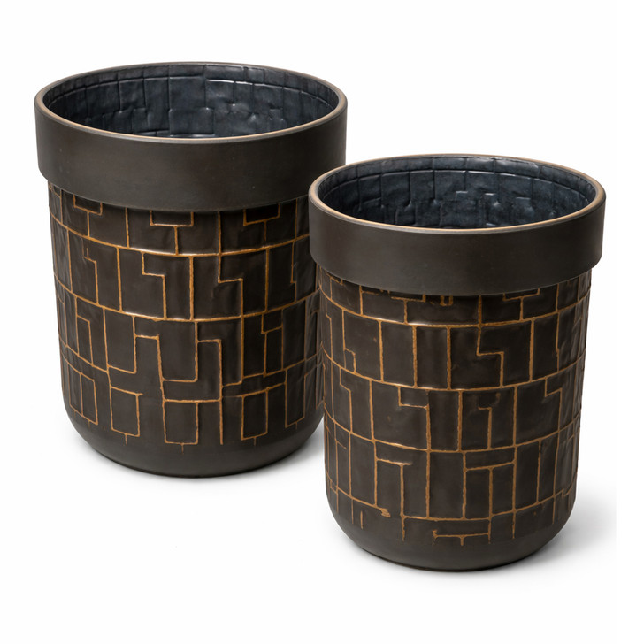 Claude Iron Planters in Matte Black & Gold