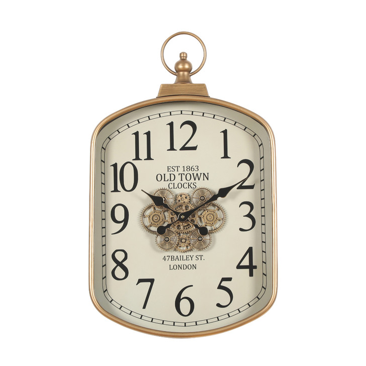 Compact Wall Clock with Moving Gears - 44 x 8.5 x 73cm