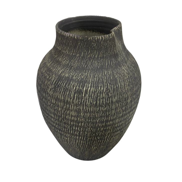 Porter Tall Ceramic Vase in Charcoal Finish - 21(W) x 21(D) x 36(H)cm