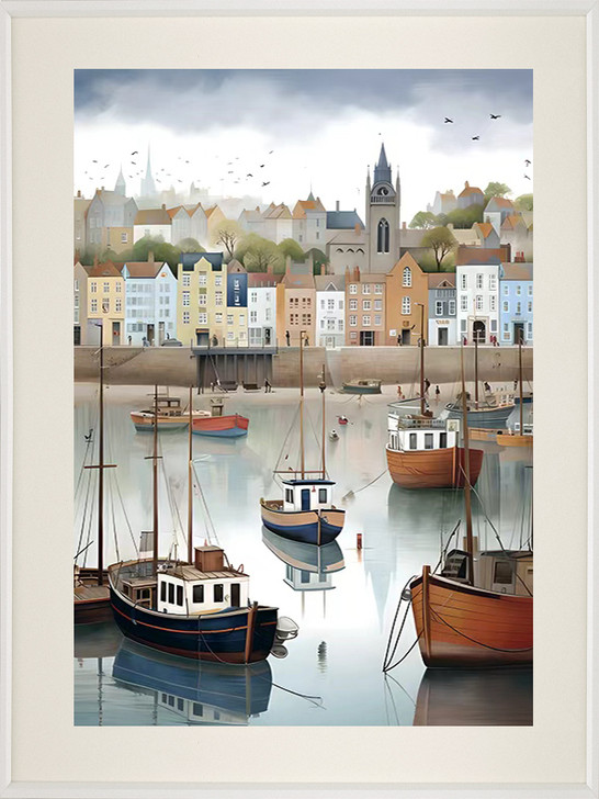 Marina II Print with Glass & White Aluminium Frame - 60 x 80cm
