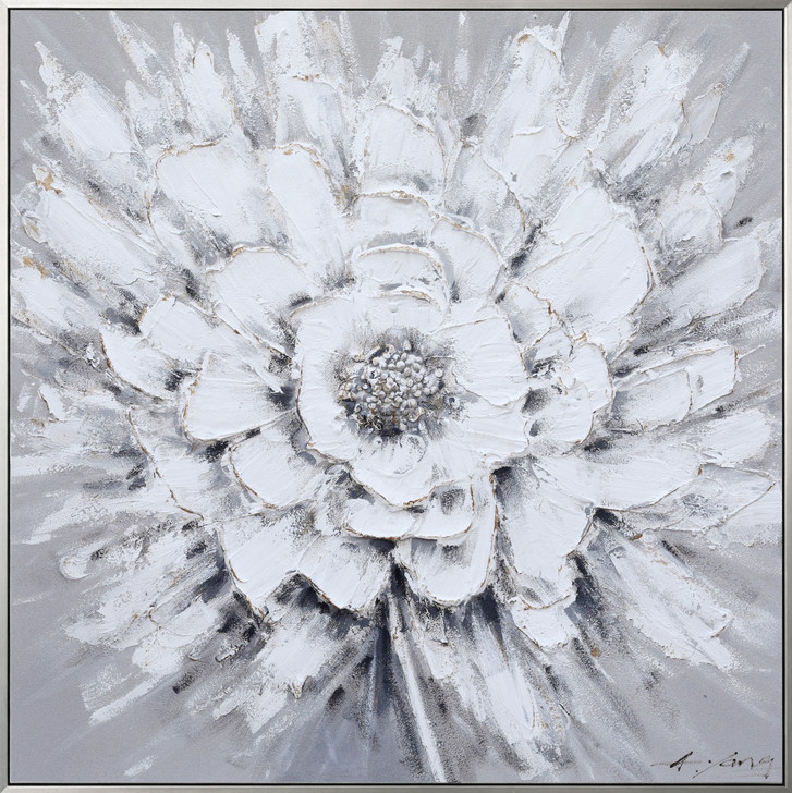 Majestic Hand Painted Canvas with Brushed Silver Frame - 102.5 x 102.5 x 4.5cm