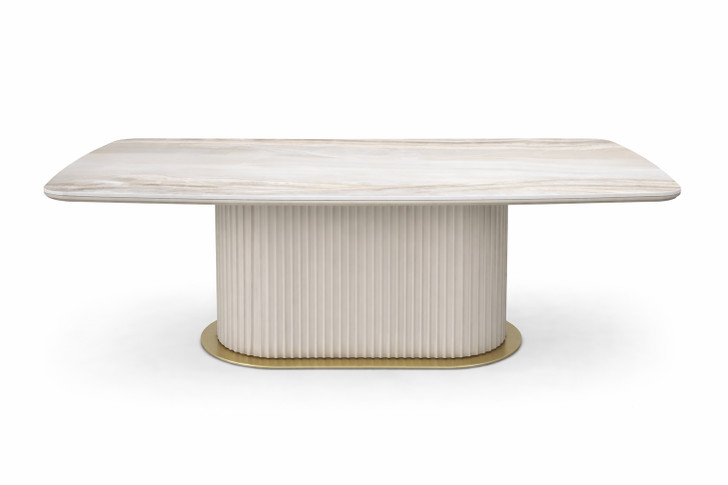 Florence Sintered Stone Dining Table with Fluted Base - 2000 x 1000 x 770mm