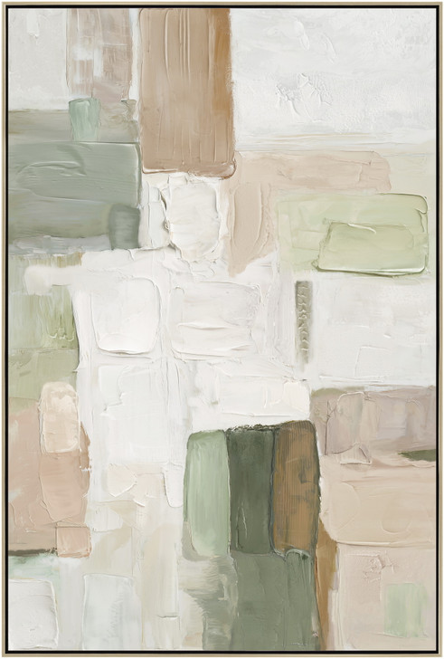 Fits Together II Print on Canvas with Bleached Natural Frame - 82.5 x 122.5 x 4.5cm