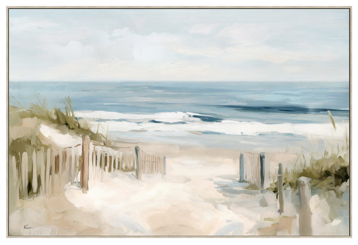 Beach Bound Print on Canvas with Washed Natural Frame - 122.5 x 82.5 x 4.5cm
