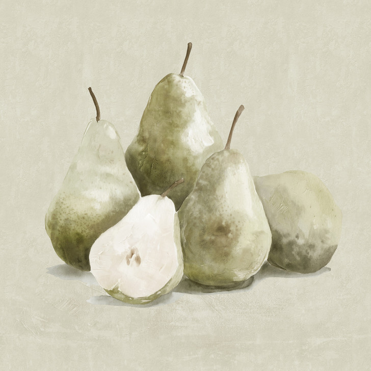Perfect Pears Print on Canvas with Hand Painted Detail - 80 x 80 x 3.5cm