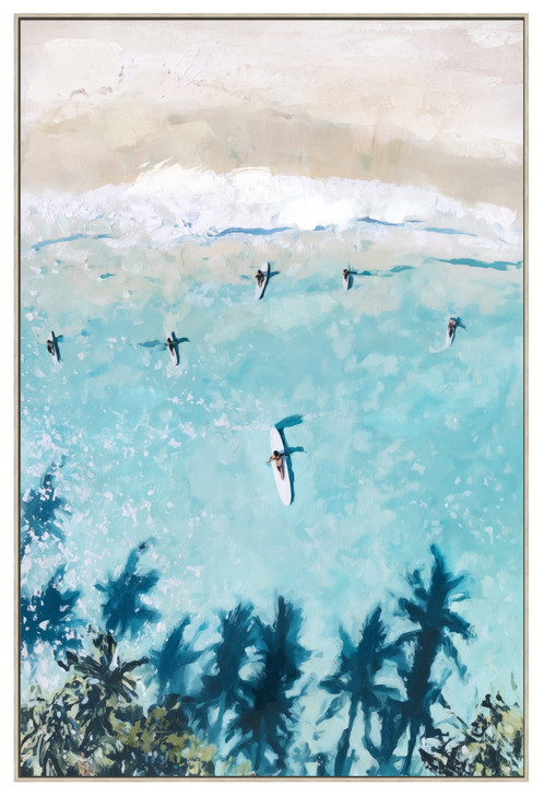 Swaying Palms II Print on Canvas with Washed Natural Frame - 82.5 x 122.5 x 4.5cm