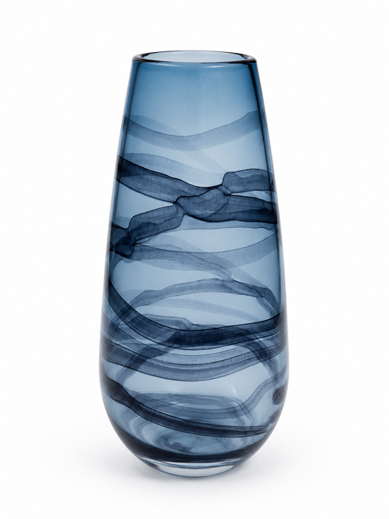 Mia Hand Blown Glass Vase - 18 x 18 x 37cm