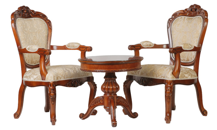 Beethoven 3 Piece Occasional Setting with Ivory & Gold Chairs