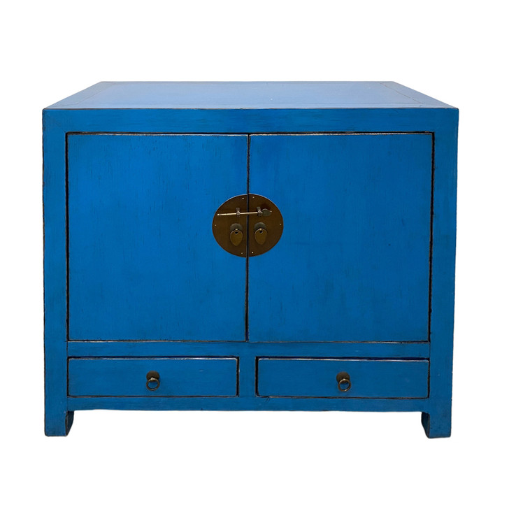G1602 - 2 Drawer 2 Door Cabinet in High Gloss Blue
