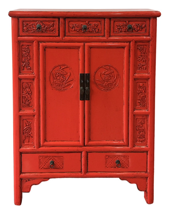 BF-60098 - Handcrafted Chinese Cabinet in High Gloss Red