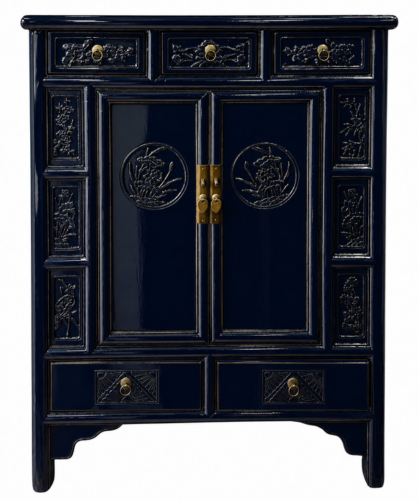 BF-60098 - Handcrafted Chinese Cabinet in High Gloss Blue/Black Finish