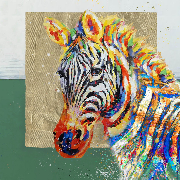 Rainbow Zebra Hand Painted Oil on Canvas