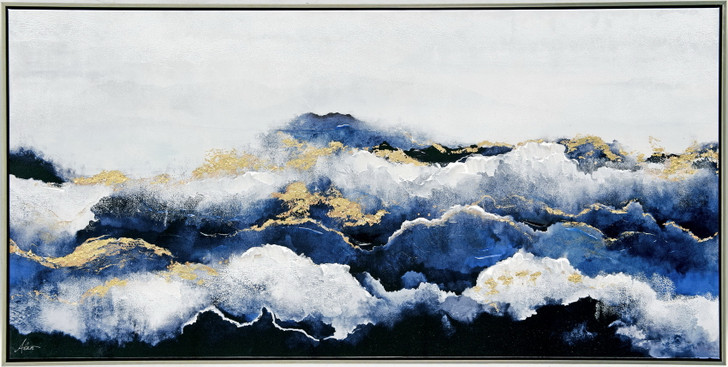 Wild Seas Hand Painted Oil on Canvas with Silver Frame