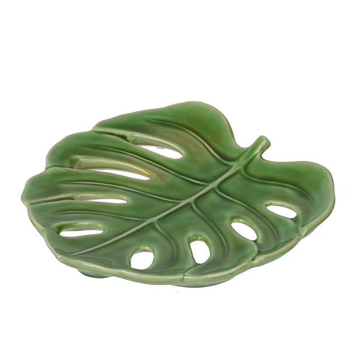 Green Ceramic Leaf Decorative Plate