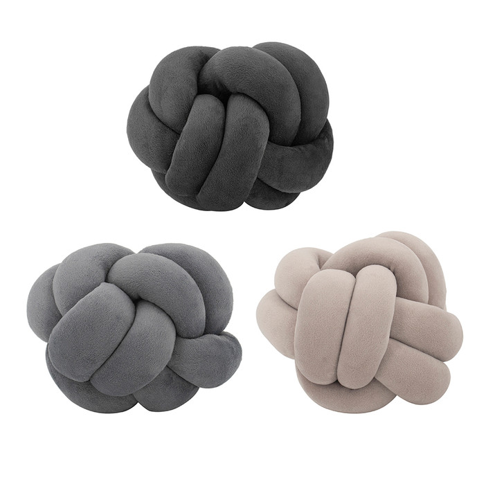 Channing Velvet Knot Decor in Light Grey, Dark Grey & Cream