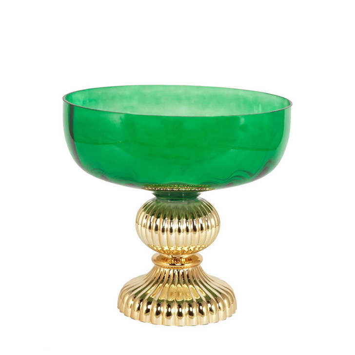 Splendid Glass Vase in Emerald Green & Gold
