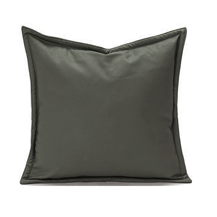 Riley Vegan Leather Cushion in Olive - 45 x 45cm