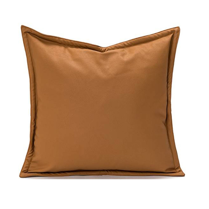 Riley Vegan Leather Cushion in Tan - 45 x 45cm