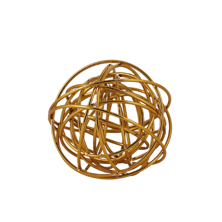 Spheroid Large Gold Metal Sculpture - 17 x 17 x 17cm