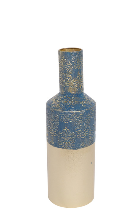 Cerulean Iron Vase in Blue & Cream Finish