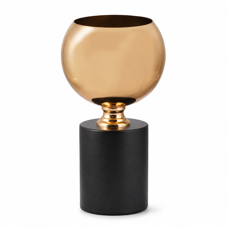 Jaya Gold & Black Metal Vase - 13 x 13 x 26cm