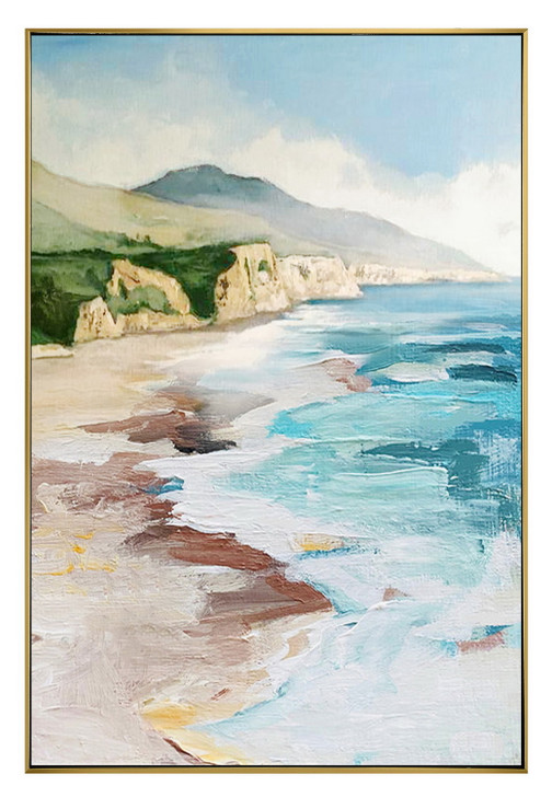 Cliff Tops Hand Painted Oil on Canvas with Champagne Frame