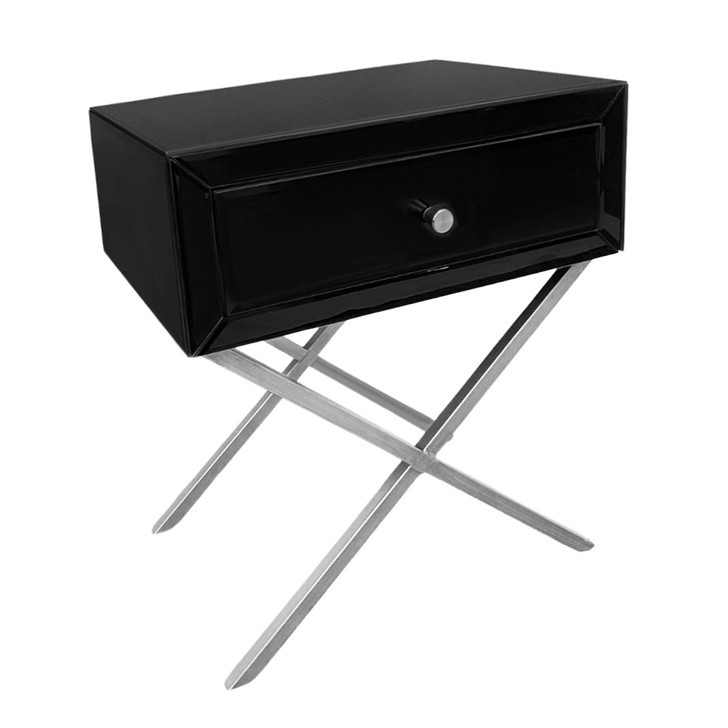 Glammy Bedside in Black & Silver
