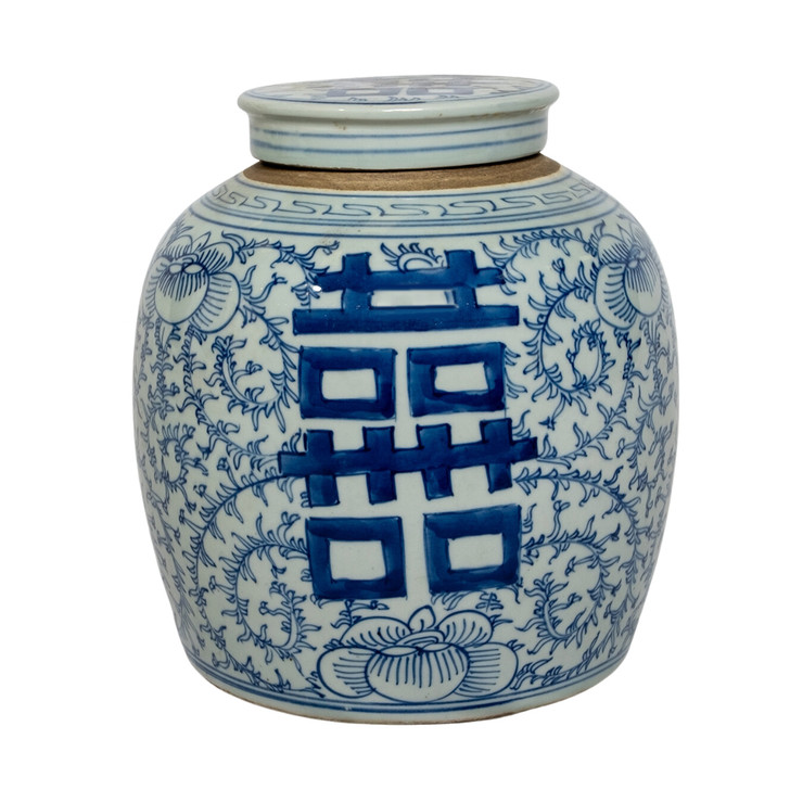 FB69 - Hand Made Porcelain Double Happiness Jar